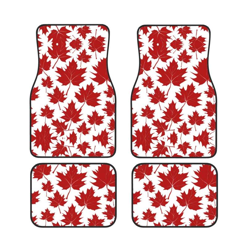 Red Maple Leaf Waterproof Heavy Duty Car Mats Allwetter Rubber Automotive Floor Mats Thickening Floor Mats for Cars Trucks SUV Set of 4 von GBCVXZ