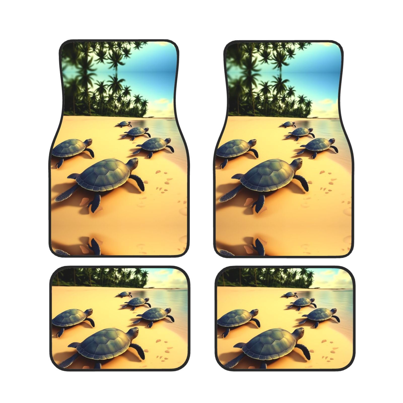 Turtles on the beach Waterproof Heavy Duty Car Mats Allwetter Rubber Automotive Floor Mats Thickening Floor Mats for Cars Trucks SUV Set of 4 von GBCVXZ