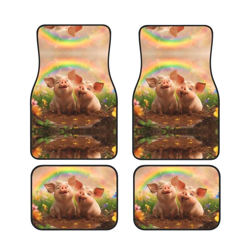 Two cute little pigs Waterproof Heavy Duty Car Mats Allwetter Rubber Automotive Floor Mats Thickening Floor Mats for Cars Trucks SUV Set of 4 von GBCVXZ