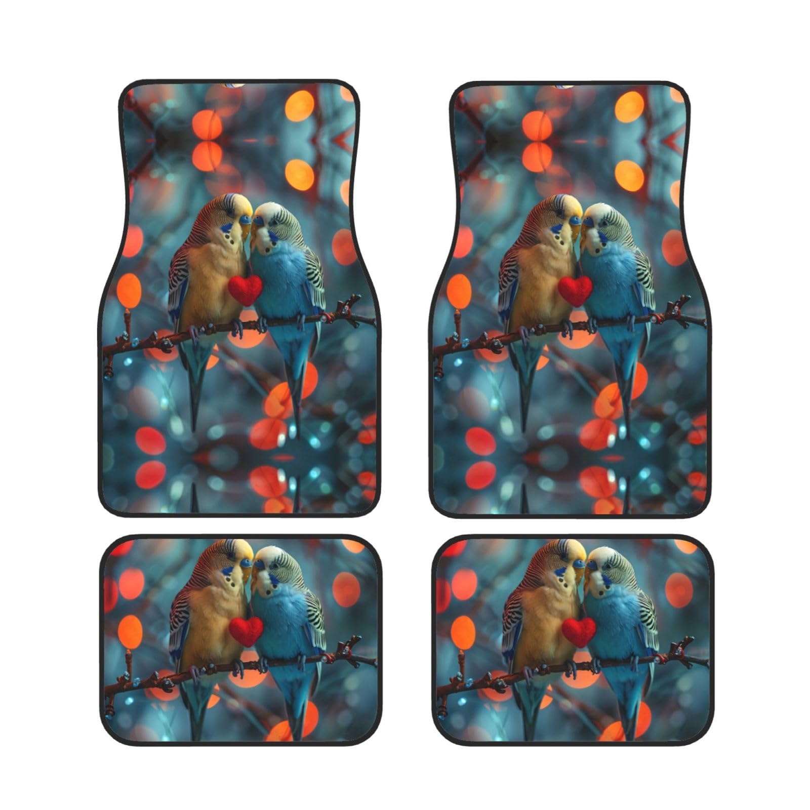 Two parrots in love Waterproof Heavy Duty Car Mats Allwetter Rubber Automotive Floor Mats Thickening Floor Mats for Cars Trucks SUV Set of 4 von GBCVXZ