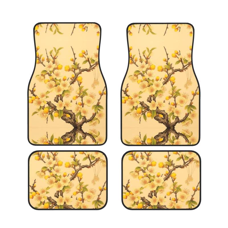 Yellow Pear Blossom Waterproof Heavy Duty Car Mats Allwetter Rubber Automotive Floor Mats Thickening Floor Mats for Cars Trucks SUV Set of 4 von GBCVXZ