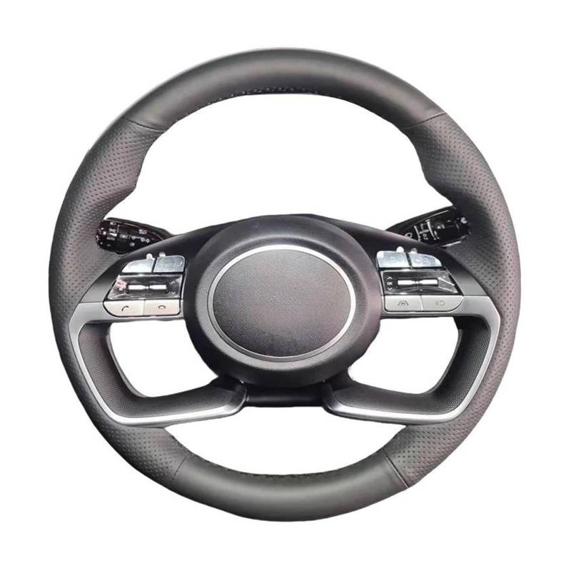 Auto-Lenkradbezug für Hyundai, Weihnachtsmann, Tucson, I20, Leder-Lenkradbezug, Autozubehör, Styling, Auto-Radabdeckung (rotes Gewinde) von GBGDHATAEQ