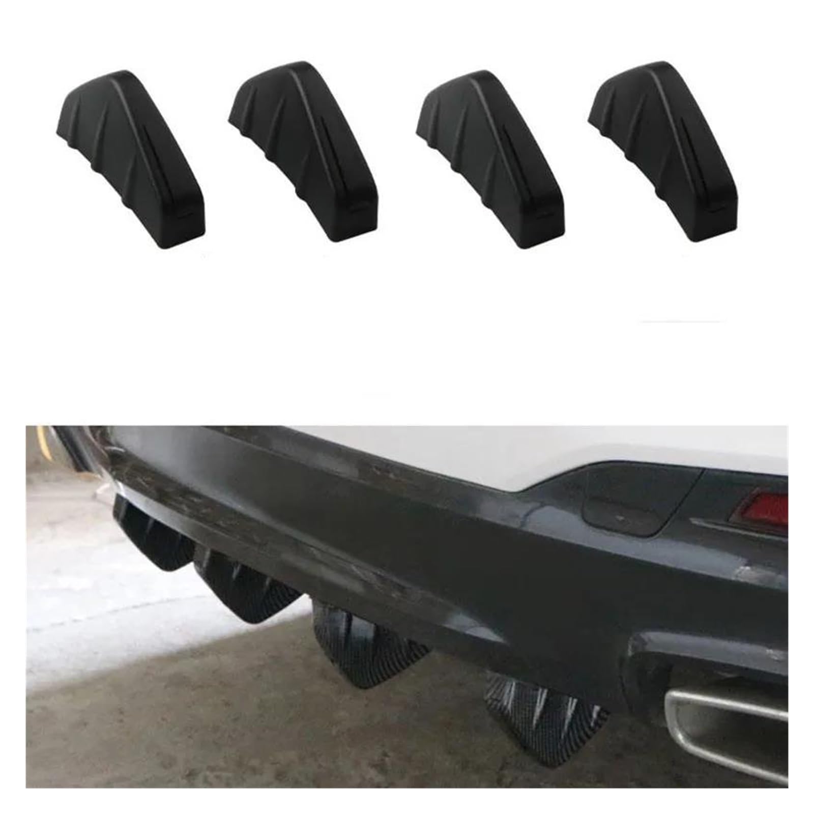 Kofferraumdachspoiler 4pc Universal Für Opel Für Astra Für Vauxhall Für Mokka Für Zafira Für Insignia Für Vectra Für Antara Auto Hinten Stoßstange Flansch Shark Spoiler Auto Heckspoiler Flügel(Black) von GBGWRMRYX