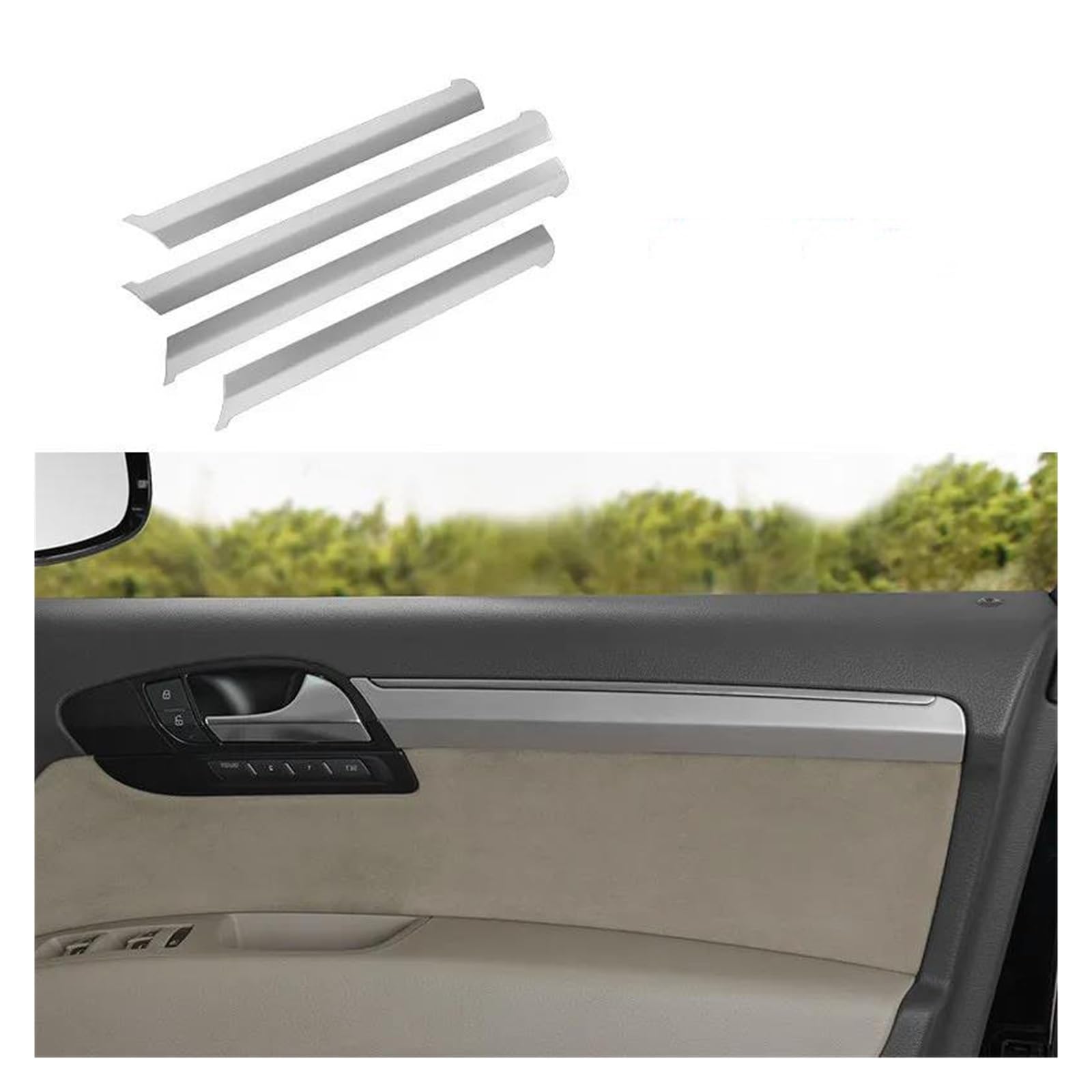 Mittelkonsole Panel 4 Stücke Für Q7 2008 2009 2010 2011 2012 2013 2014 2015 Auto Styling Tür Panel Aufkleber Abdeckung Molding Innen Trim Auto Innenraum Rahmen(Silver) von GBGWRMRYX