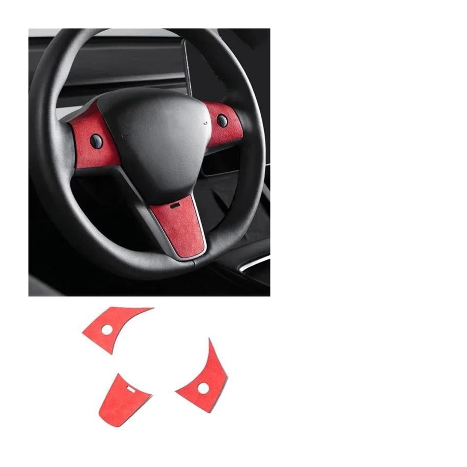 Mittelkonsole Panel Auto Innen Lenkrad Tasten Panel Trim Aufkleber Tuning Zubehör Für T&esla Für Modell Für Y 3 2021 2022 2019 2020 Auto Innenraum Rahmen(Red 4996) von GBGWRMRYX