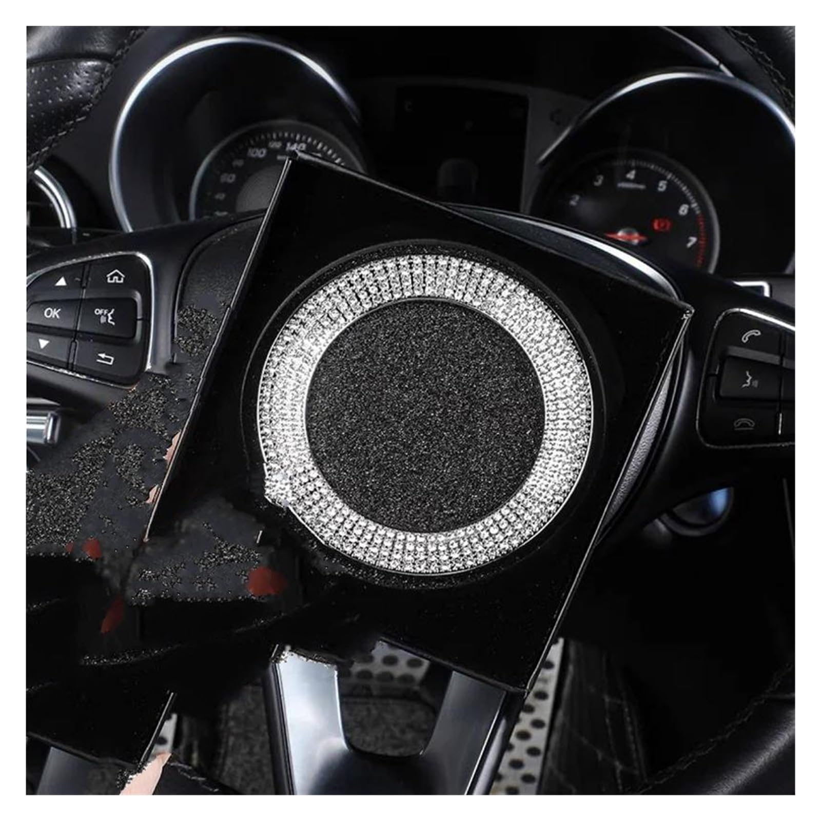 Mittelkonsole Panel Auto-Lenkrad-Diamant-Ring-Modifikation Dekorieren Trim Schalttafel Für W&Rangler Für J&eep Auto Innenraum Rahmen(Steering Wheel Ring) von GBGWRMRYX