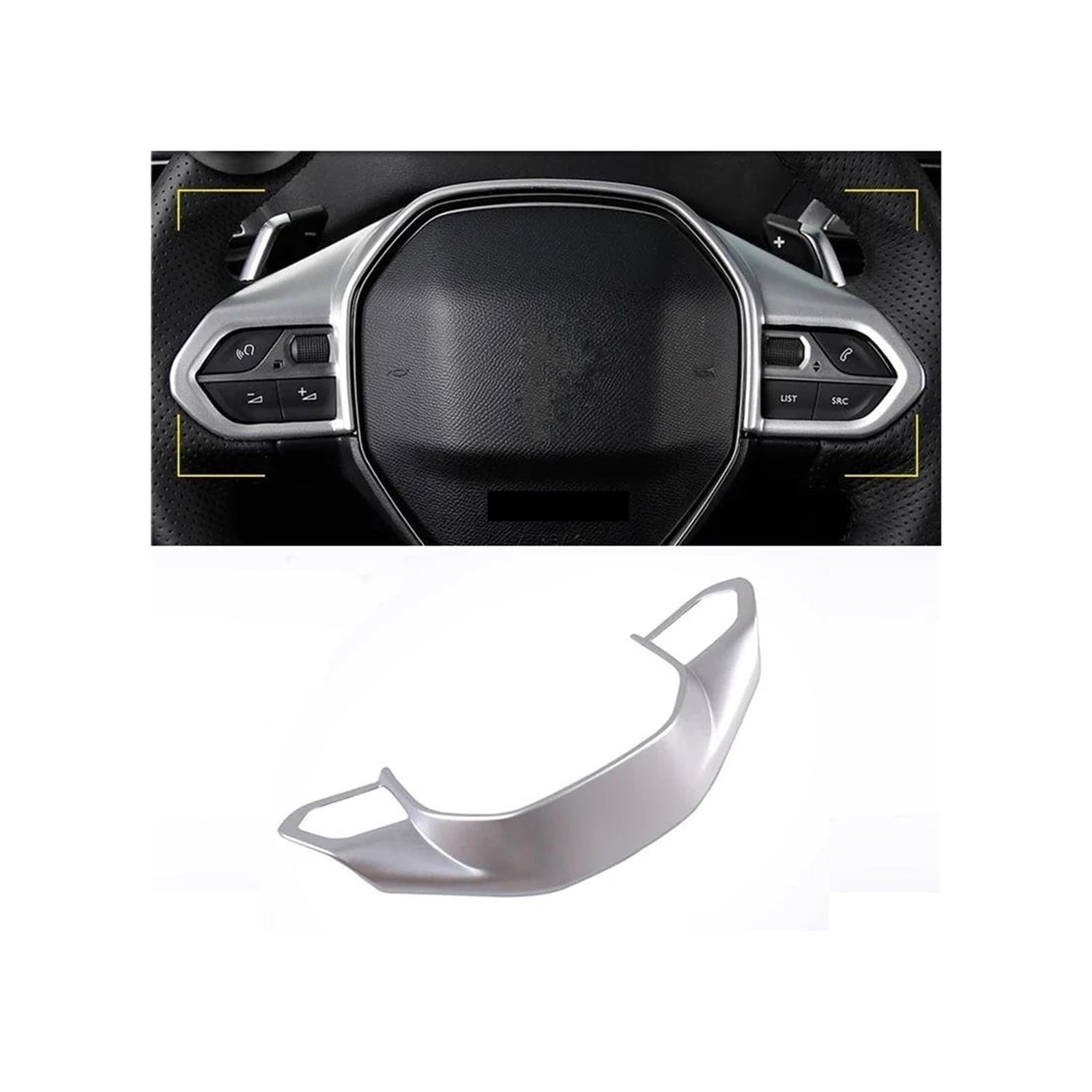 Mittelkonsole Panel Auto Lenkrad Taste Panel Abdeckung Trim Für Peugeot 3008GT 5008GT 3008 5008 Für GT 2021 2022 2017 2019 2020 2018 2023 Auto Innenraum Rahmen(Silver) von GBGWRMRYX