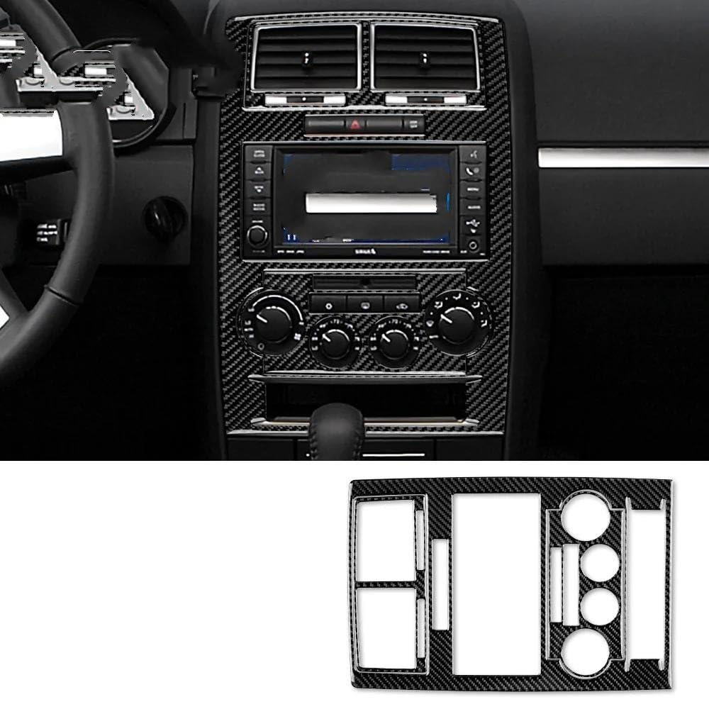 Mittelkonsole Panel Für D&odge Für Magnum Für Ladegerät 2008 2009 2010 Auto Klimaanlage Schalter AC CD Panel Aufkleber Innen Trim Weichen Kohlenstoff Faser Auto Innenraum Rahmen(A Black Carbon) von GBGWRMRYX