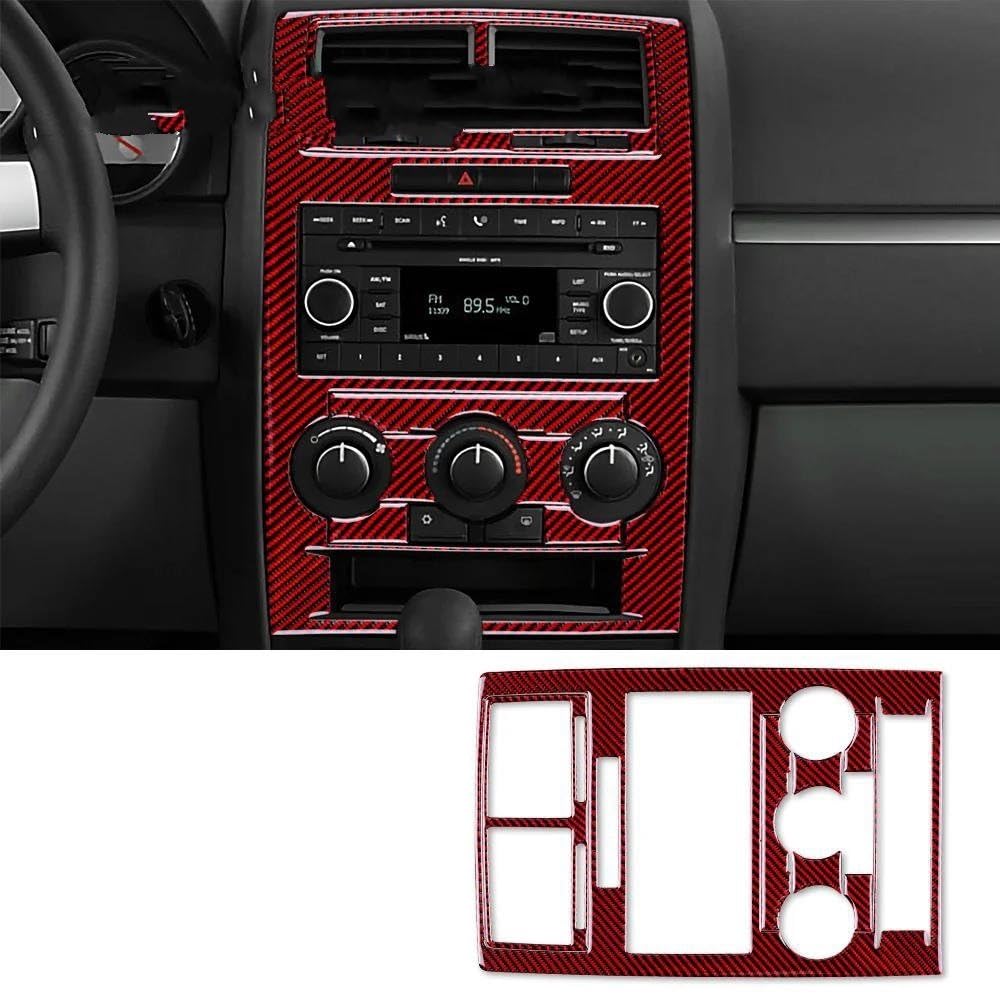 Mittelkonsole Panel Für D&odge Für Magnum Für Ladegerät 2008 2009 2010 Auto Klimaanlage Schalter AC CD Panel Aufkleber Innen Trim Weichen Kohlenstoff Faser Auto Innenraum Rahmen(B Black with Red) von GBGWRMRYX