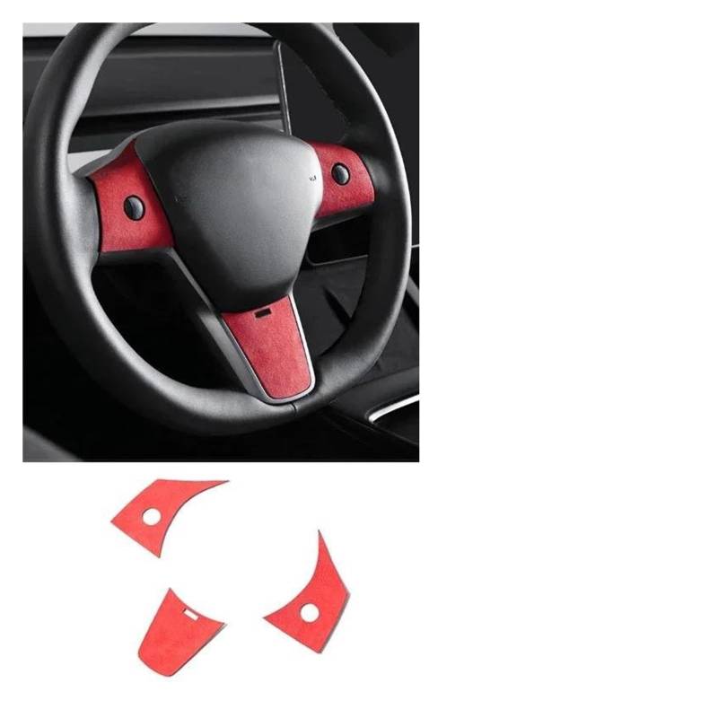 Mittelkonsole Panel Für T&esla Für Modell 3 Für Y 2019 2020 2021 2022 Auto Innen Lenkrad Tasten Panel Trim Aufkleber Tuning Zubehör Auto Innenraum Rahmen(Red 4996) von GBGWRMRYX