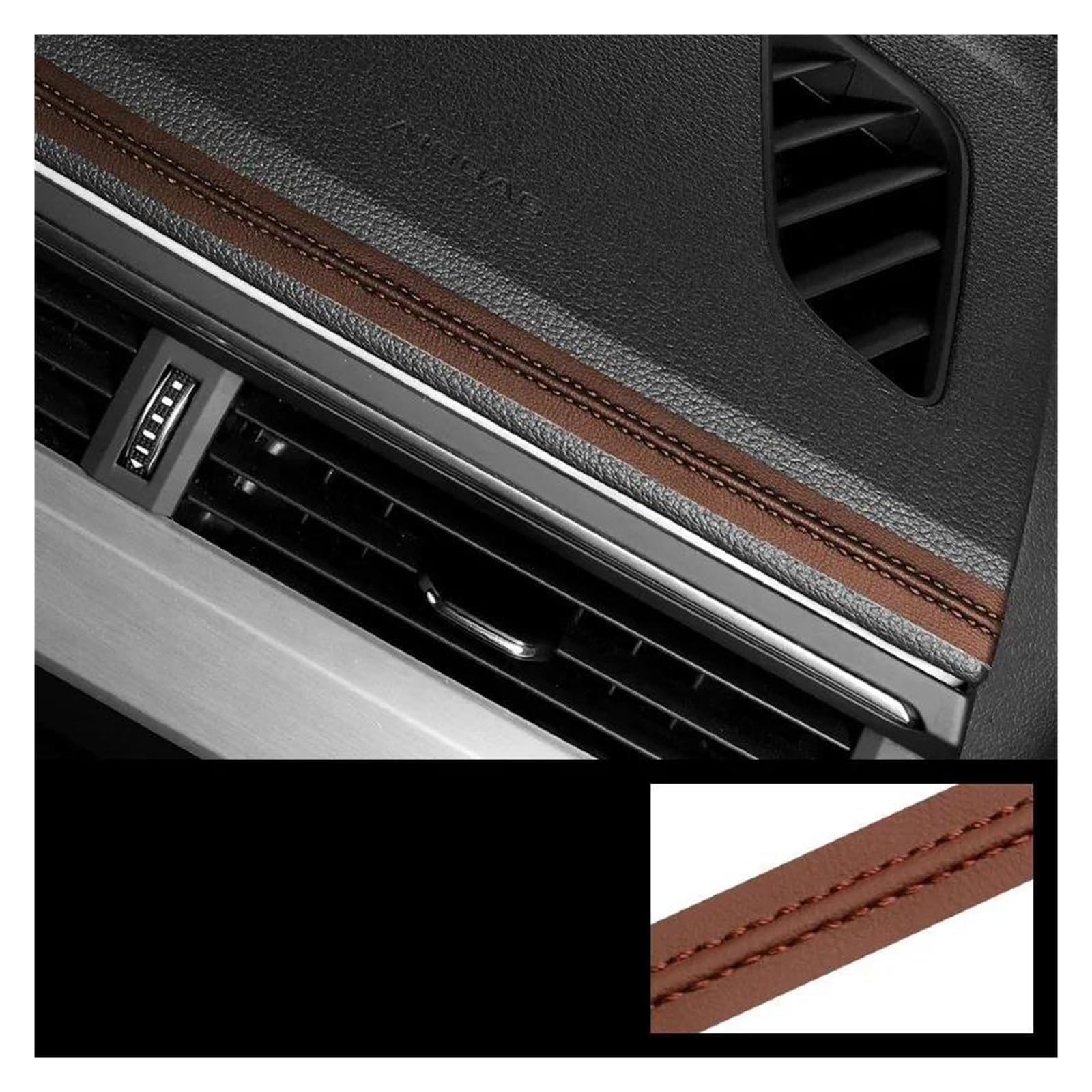 Mittelkonsole Panel Universal Auto Selbstklebende Armaturenbrett Leder Dekorative Linie DIY Geflecht Streifen Innenform Dekoration Auto Innenraum Rahmen(Brown,3 Meters) von GBGWRMRYX