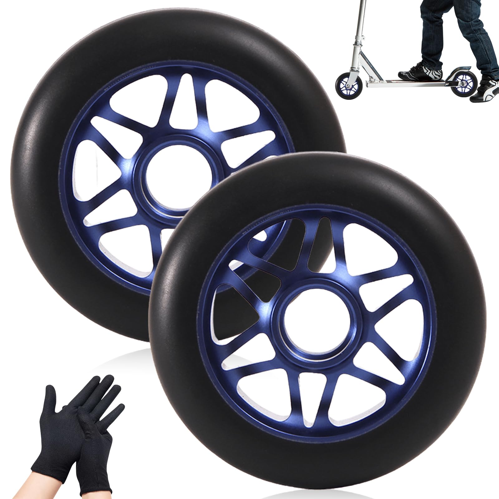 100mm Stunt Scooter Rollen Roller Reifen, 2 Stück Scooter Ersatzräder Rader, Aluminium Scooter Ersatzräder,Räder, Scooter Rollen Wheels für Meisten Stuntscooter von GBKDQQ