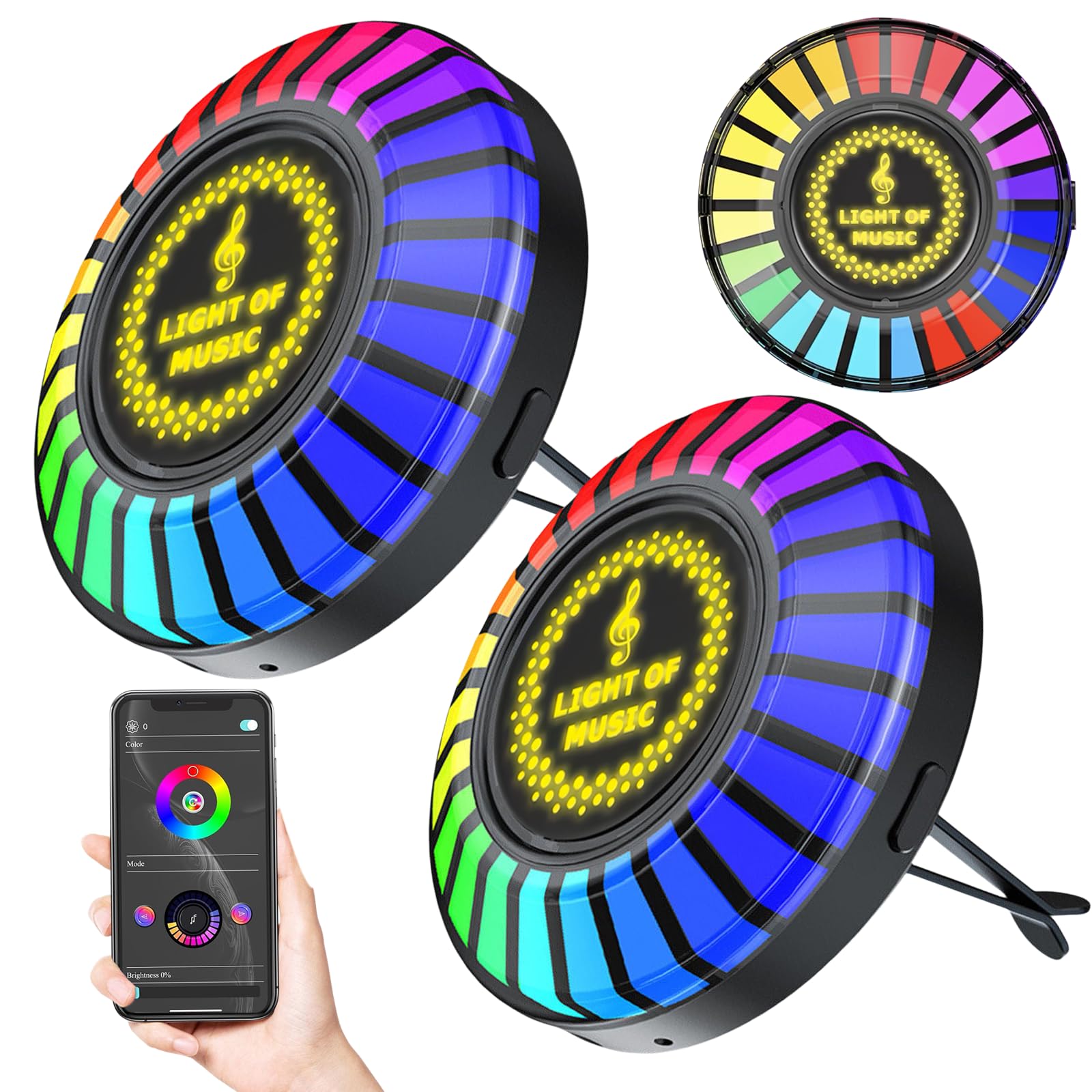 2 Stück RGB Auto-Musik-Rhythmus-Lampe, Sound Pickup Licht, Auto-LED, Buntes DJ-Tonabnehmer, Rhythmus-Umgebungslichter für Auto, Musik, Auto-Pickup-Lampe von GBKDQQ