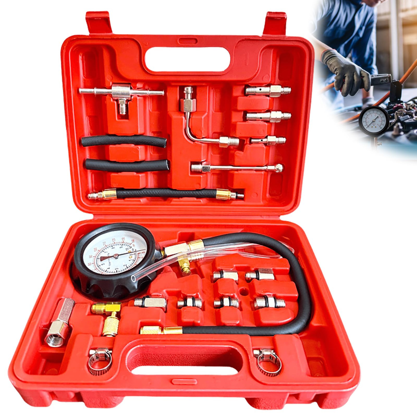 GBKDQQ 0-140PSI Kraftstoff Manometer Tester Dieselkraftstoff, TU-114 Kraftstoffdruck Tester Kit Einspritzpumpe Druckprüfer Auto LKW Motorrad Diagnosewerkzeug für Dieselzylinder von GBKDQQ