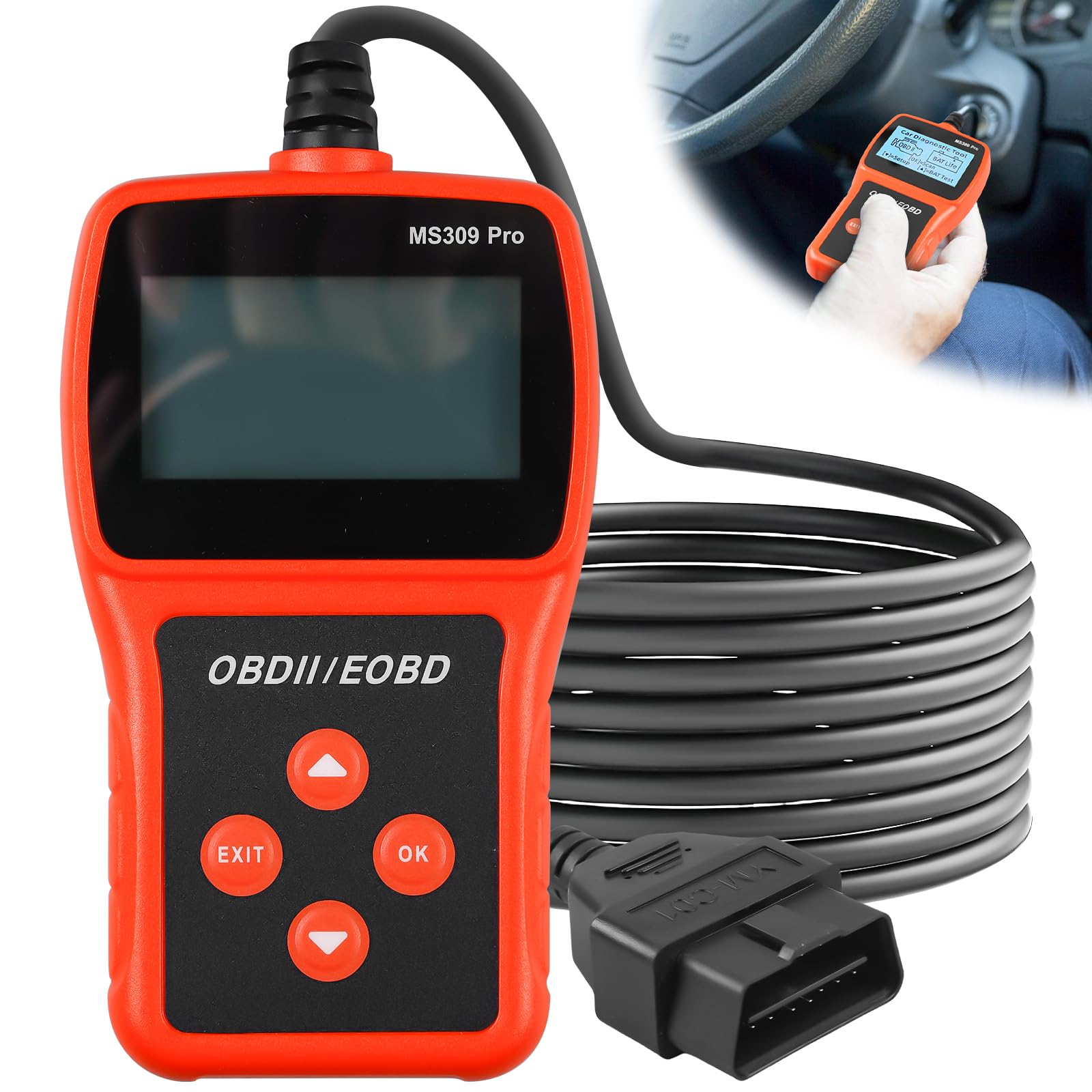 GBKDQQ OBD2 Diagnosegerät, Auto OBD2 Scanner Codeleser Diagnosegerät Auto OBD2 EOBD Motor Fehlercodeleser Scanner mit 10 Sprachen, Spannungserkennung und -überwachung, KFZ-Fehlercode-Lesegerät von GBKDQQ