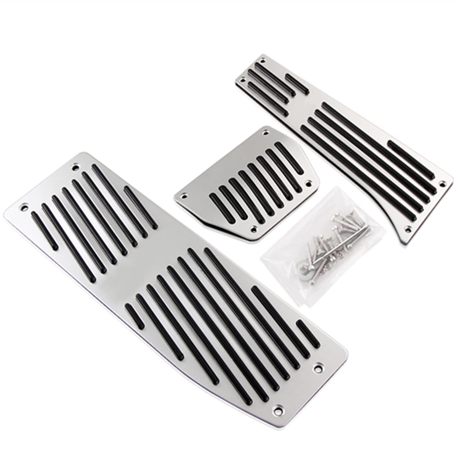 Gas- und Bremspedalabdeckung Aluminiumlegierungs-Rest-Gas-Pedal-Bremspedal Passend für BMW X1 M3 E39 E46 E87 E84 E90 E91 E92 E92 Auto-Anti-Rutsch-Fußpedal(Silver 3PCS AT) von GBSONGLIANGBO