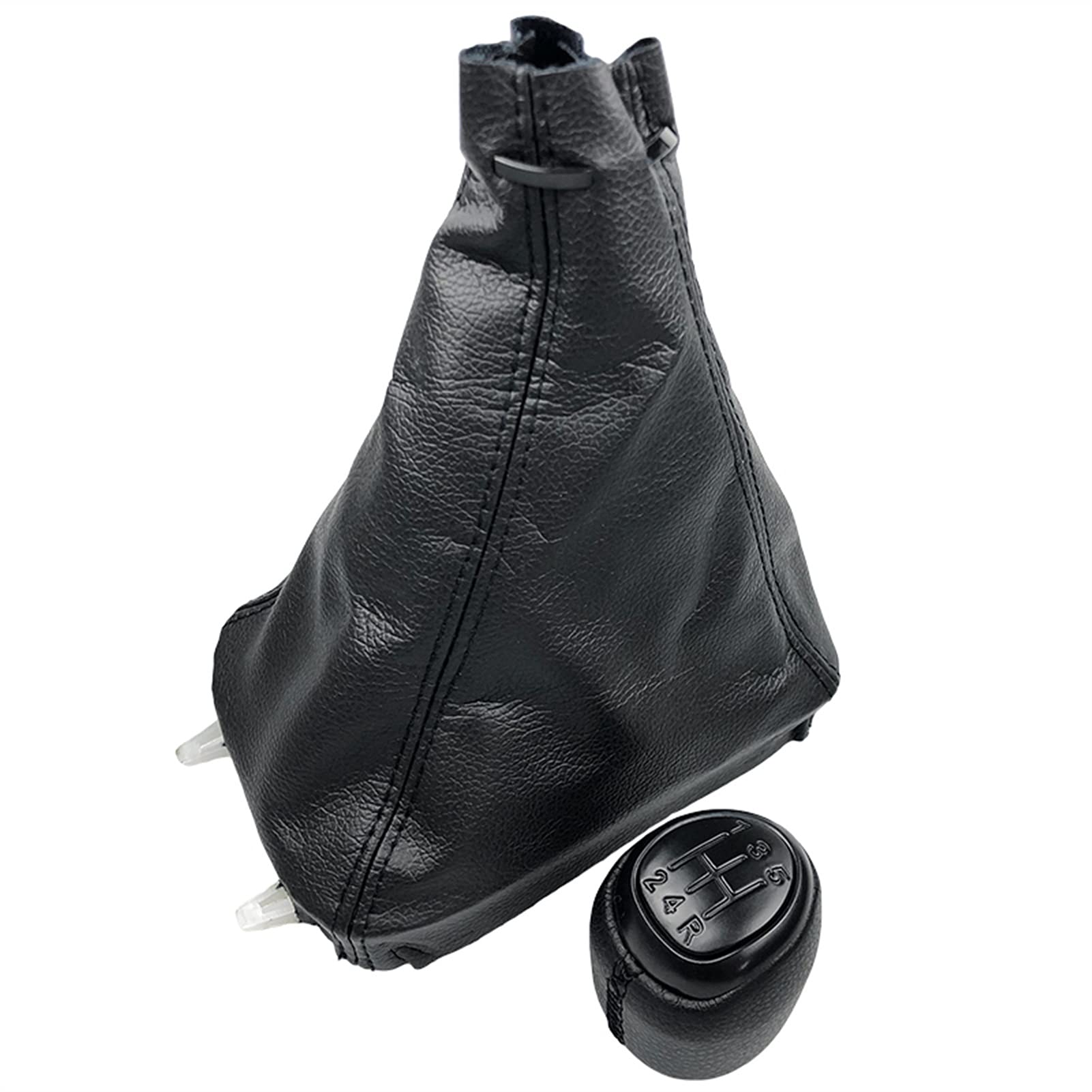 Schaltknauf,schaltknüppel 5/6 Geschwindigkeitsgetriebe Umschaltknopf Leder Gamer Boot Cover Fall Hebel Shifter Passend Für SAAB 93 9-3 SS 2003-2012 Auto-Styling-Accessoires.(5 Speed Black Combo) von GBSONGLIANGBO