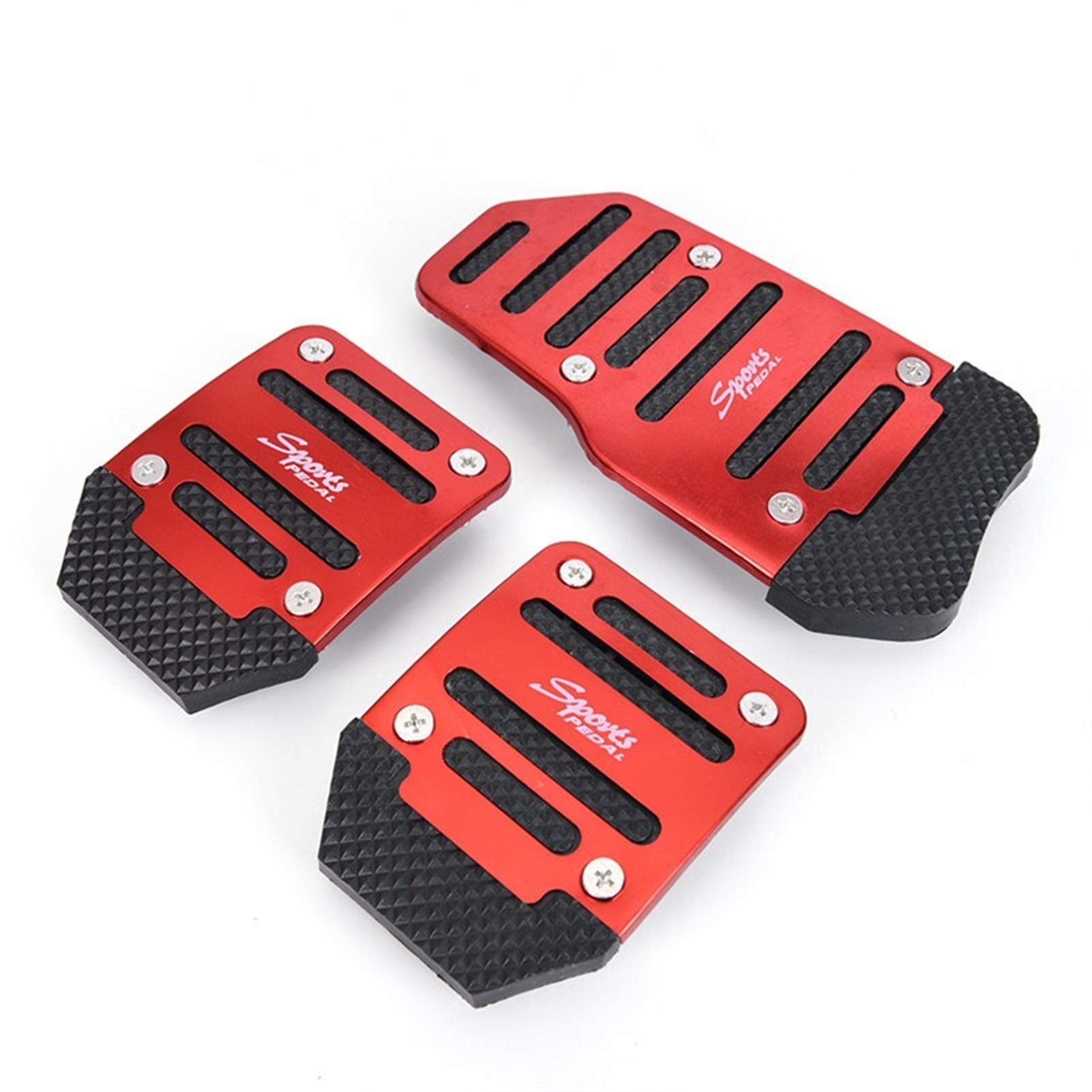 Auto Pedale 3 stücke Aluminiumlegierung Fußschritt Abdeckung Pad Auto Auto Fahrzeug Rutschfeste Pedal Blau Auto Zubehör(Red) von GBYUHAIJUN