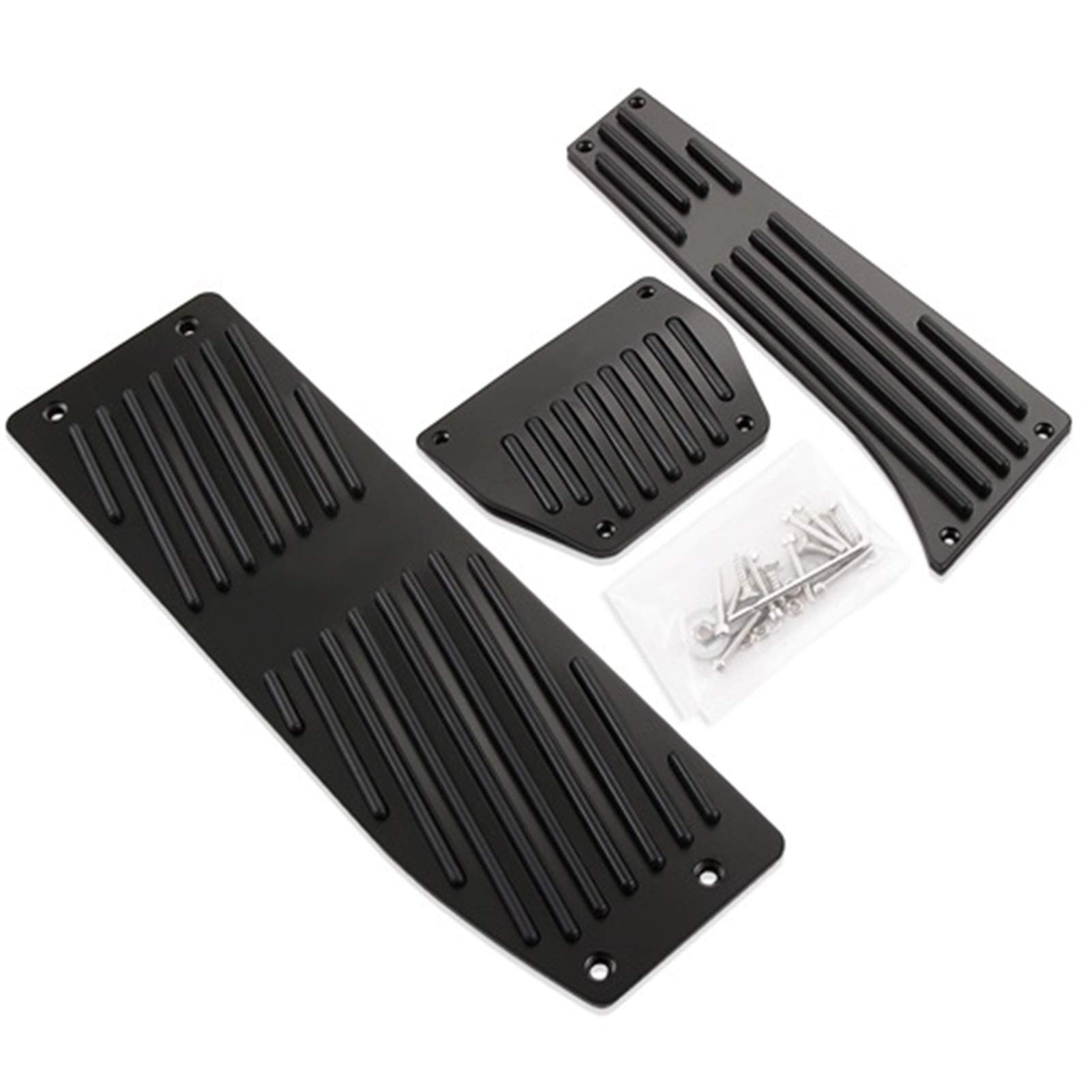 Auto Pedale Aluminium Fußstütze-Pedale Set Passend Für E30 E36 E46 E87 E90 E91 E92 E93 M3 M Tech Bei Mt Silver Black Color(Black 3PCS AT) von GBYUHAIJUN