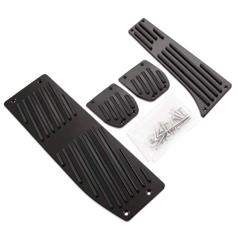 Auto Pedale Aluminium Fußstütze-Pedale Set Passend Für E30 E36 E46 E87 E90 E91 E92 E93 M3 M Tech Bei Mt Silver Black Color(Black 4PCS MT) von GBYUHAIJUN