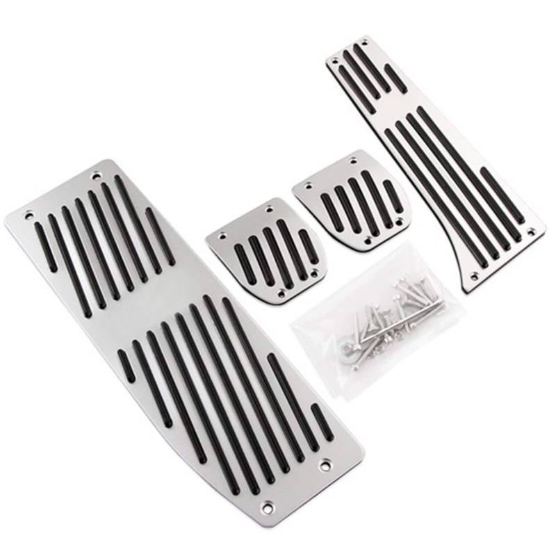 Auto Pedale Aluminium Fußstütze-Pedale Set Passend Für E30 E36 E46 E87 E90 E91 E92 E93 M3 M Tech Bei Mt Silver Black Color(Silver 4PCS MT) von GBYUHAIJUN