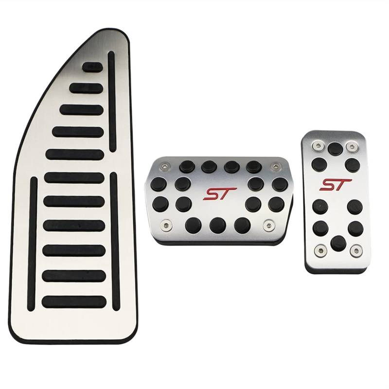 Auto Pedale Edelstahl Car Pedals Cover Passend Für Ford Focus 2 3 4 Mk2 Mk3 Mk4 Kuga Escape RS ST 2005-2020 Kupplung Gasbremspedal Set Pads(AT With Rest) von GBYUHAIJUN