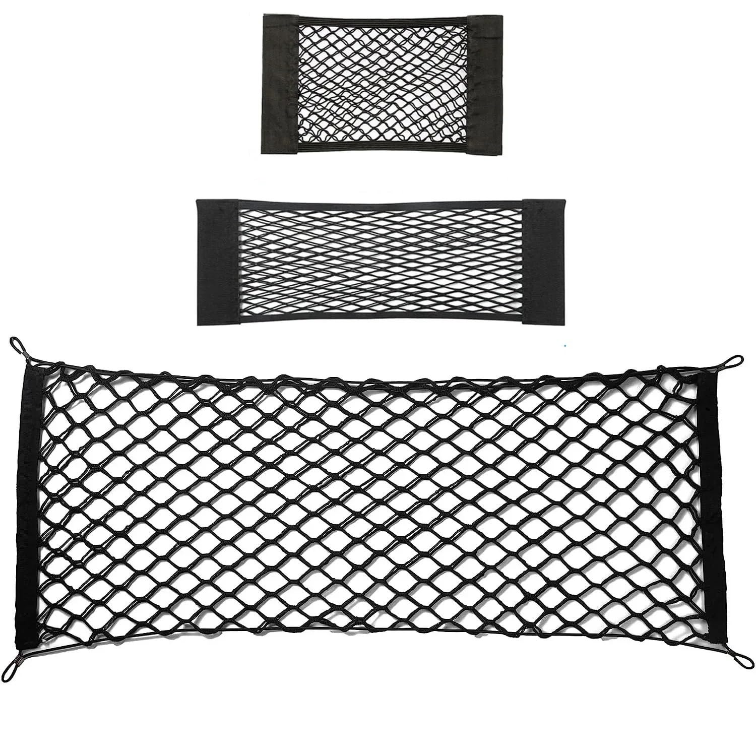 Gepäcknetz 4 Haken Auto hinten Kofferraum Kofferraum Cargo Elastic Mesh Net Gepäck Organizer(3pcs) von GBYUHAIJUN