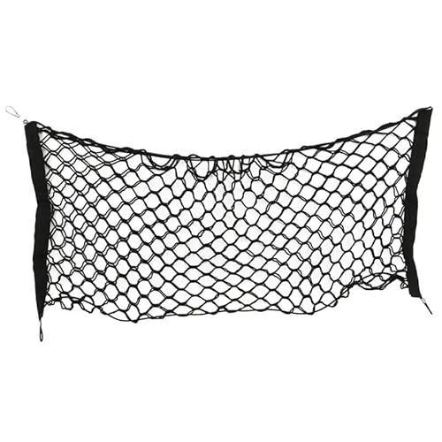 Gepäcknetz 90 x 40 cm Schwarzes Nylon-Kofferraumnetz Gepäckaufbewahrungstasche Mesh-Netzwerk mit 4 Haken Frachtnetz von GBYUHAIJUN