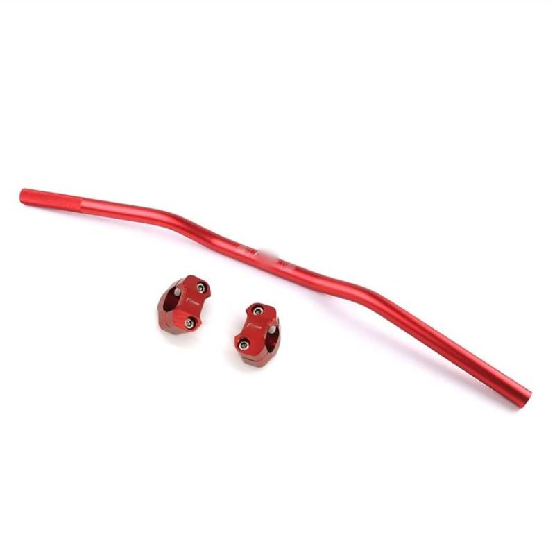 Motorrad Lenker 7/8 '' Universal Rizoma Lenker Aluminium Motorrad Lenkrad Anodisieren Motorrad Griffstange 22mm für MT07 Mt 09 ER6N Cafe(Red with Risers) von GBYUHAIJUN