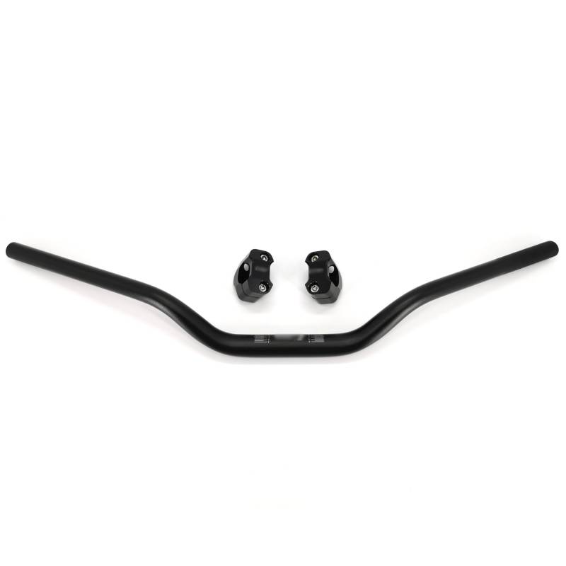 Motorrad Lenker Universal Aluminiumlegierung Motorradlenker 28mm 1-1/8 '' für Schmutz-Pit-Bike-Scrambler-Lenkrad(Black and risers) von GBYUHAIJUN