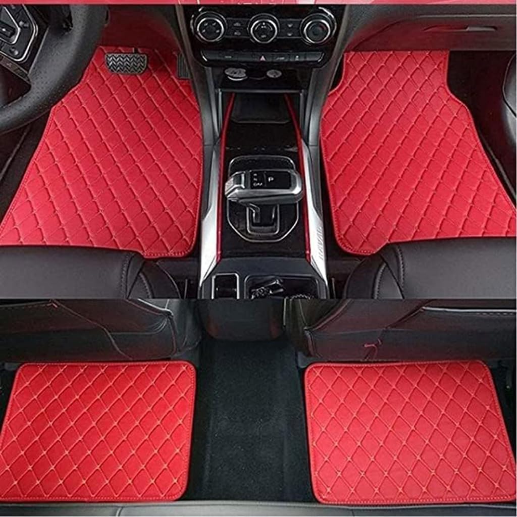 4pcs Auto Fußmatten für Audi A1 COUPE 2door 2010-2015,PU Leder Allwetter Fussmatten Wasserfest rutschfest Strapazierfähigen Automatten Protect Zubehör,A-Red von GBYWZHH