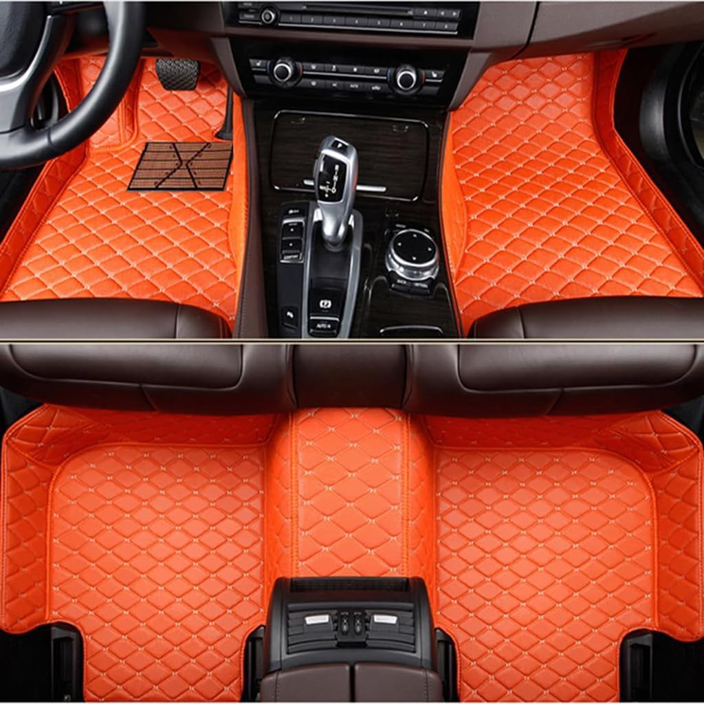 Auto Fußmatten für Acura RDX 2010-2018,PU Leder Allwetter Fussmatten Wasserfest rutschfest Strapazierfähigen Automatten Protect Zubehör,Orange von GBYWZHH