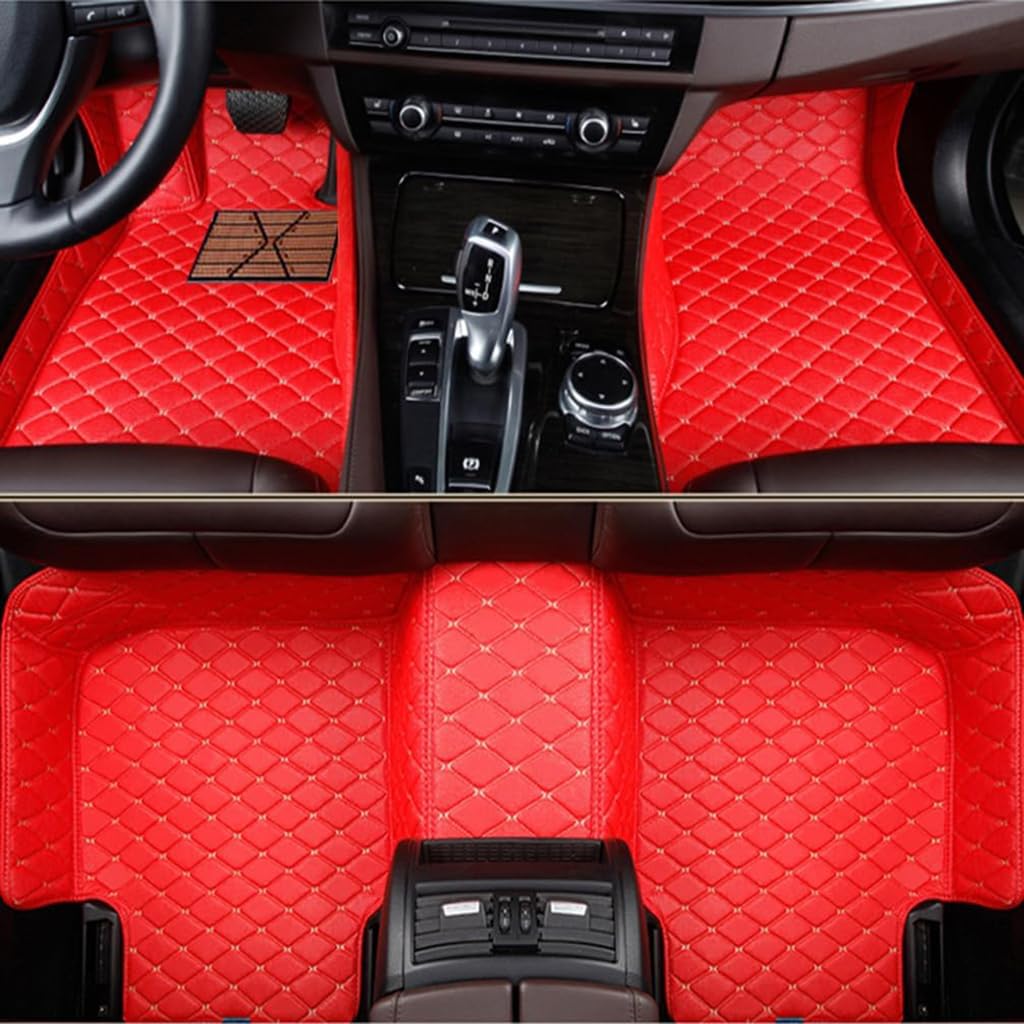 Auto Fußmatten für Audi A6 Saloon C7 2011-2017,PU Leder Allwetter Fussmatten Wasserfest rutschfest Strapazierfähigen Automatten Protect Zubehör,Red von GBYWZHH