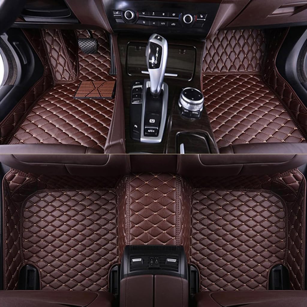 Auto Fußmatten für Audi A8 Saloon D5 5 Seats LWB 2018-2023,PU Leder Allwetter Fussmatten Wasserfest rutschfest Strapazierfähigen Automatten Protect Zubehör,Coffee von GBYWZHH