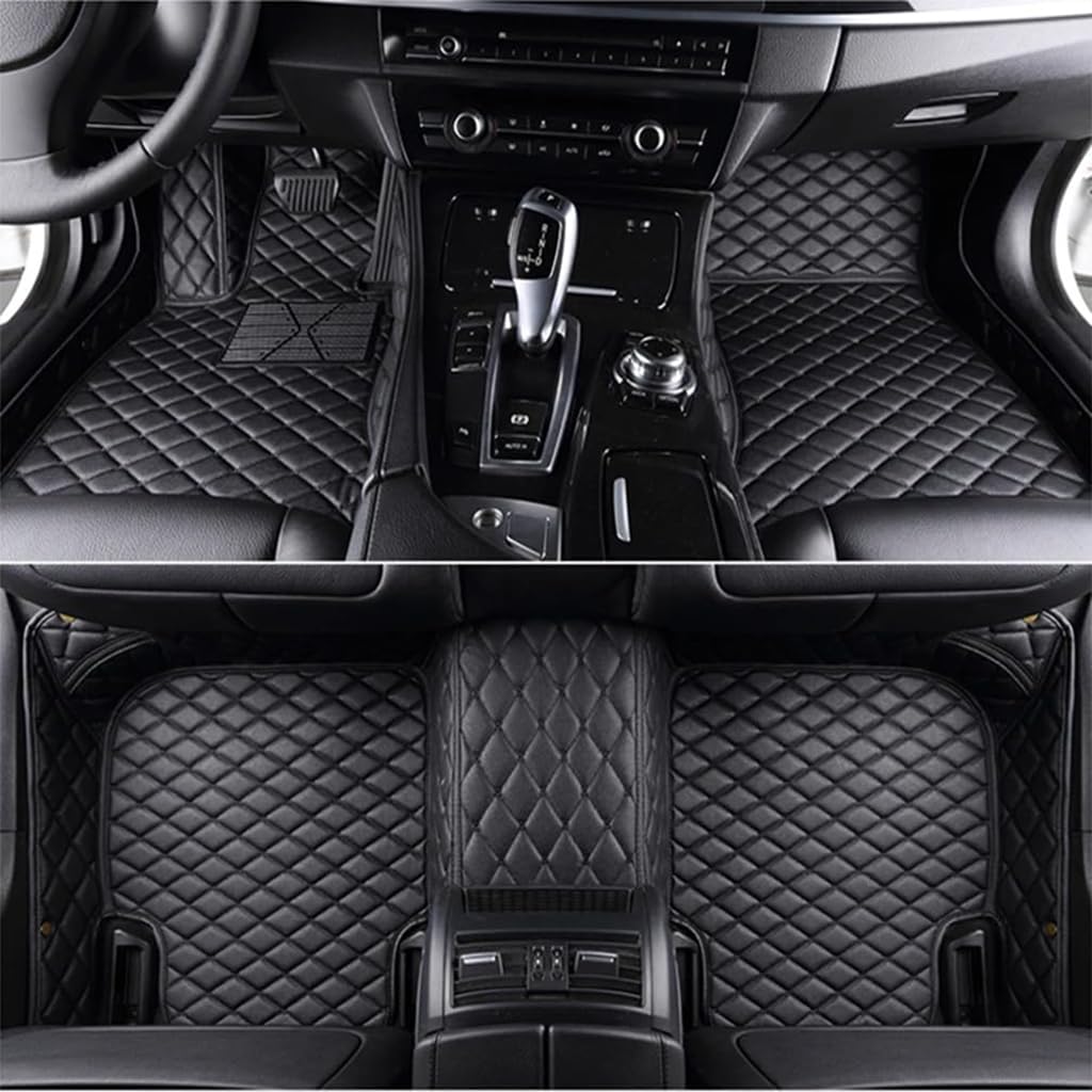 Auto Fußmatten für Audi Q7 5 Seats 2016-2023,PU Leder Allwetter Fussmatten Wasserfest rutschfest Strapazierfähigen Automatten Protect Zubehör,Black von GBYWZHH