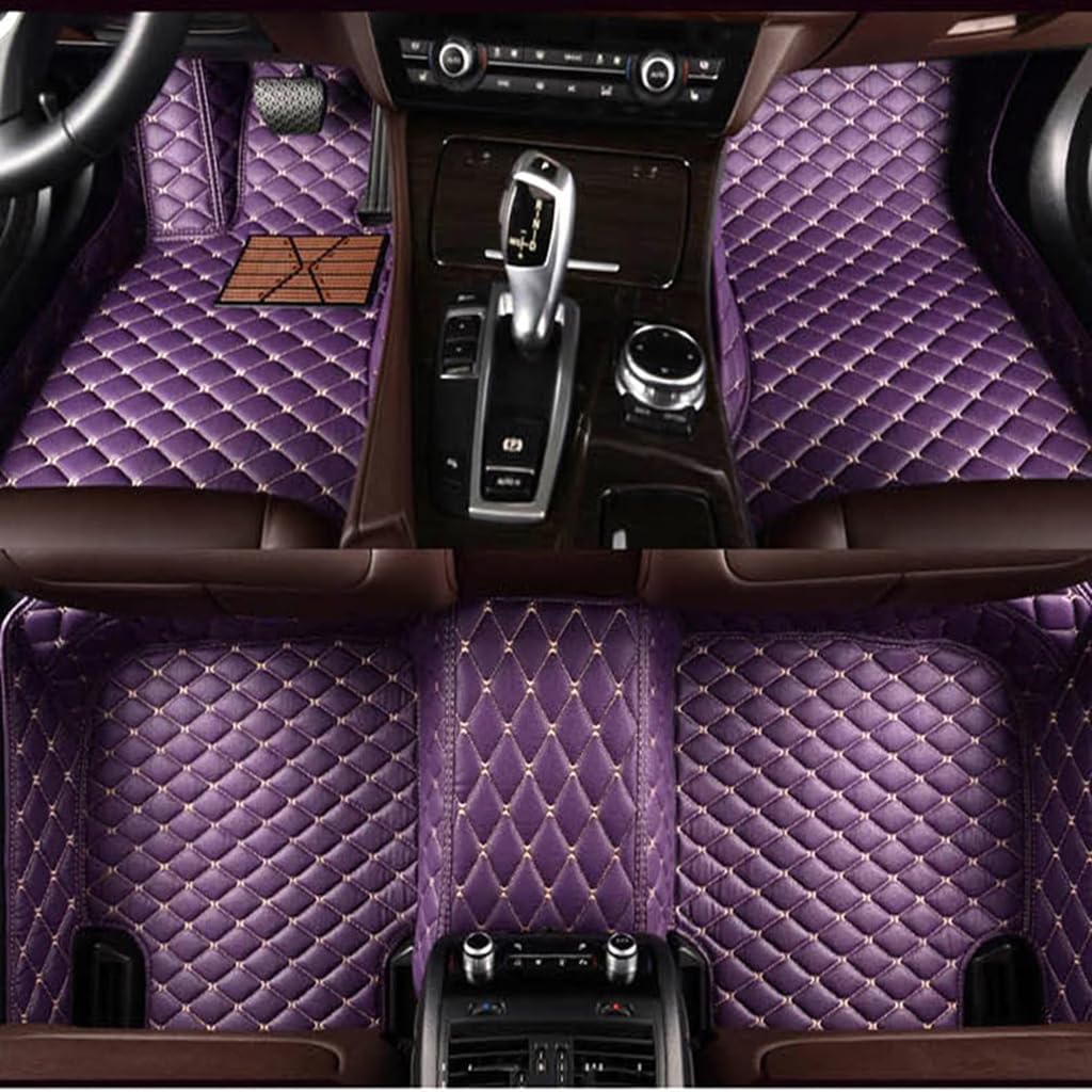 Auto Fußmatten für BMW 4 Serise Cabriolet F33 2014-2023,PU Leder Allwetter Fussmatten Wasserfest rutschfest Strapazierfähigen Automatten Protect Zubehör,Purple von GBYWZHH