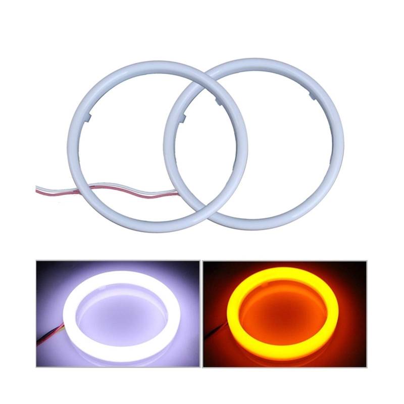 Angel Eyes,Angel Eye Halo Auto Engel Eyes Led Auto Scheinwerfer DRL Tagfahrlicht Auto Halo Ring LED Angel Eyes 12V Tag Licht Blinker Weiß Gelb(100MM) von GBZIJIE