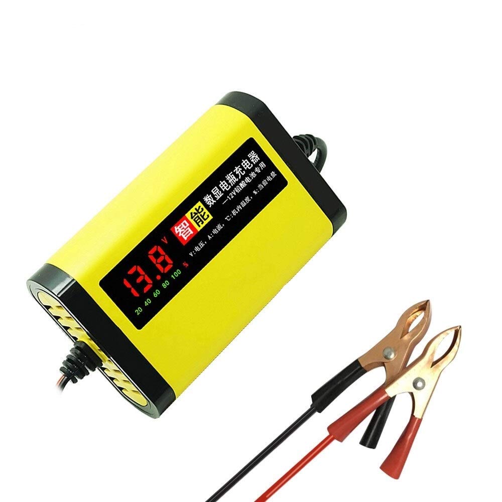 Autobatterie Ladegerät,Batterie Ladegerät Auto Auto-Motorrad-Batterie-Ladegerät 12V 2A voll automatische 3 Stufen Intelligent Display-Ladegerät von GBZIJIE