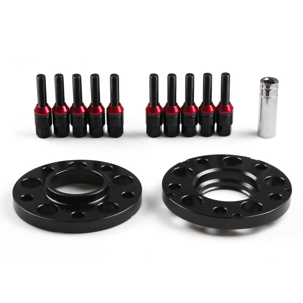 Spurverbreiterung,Spurplatten 15mm 5x120mm 72.56mmHubecent-Radabstandshalter M12x1.5 Verjüngende Bolzen geeignet for BMW E36 E46 323 325 328 33 5i 545i.(Black bolts) von GBZIJIE