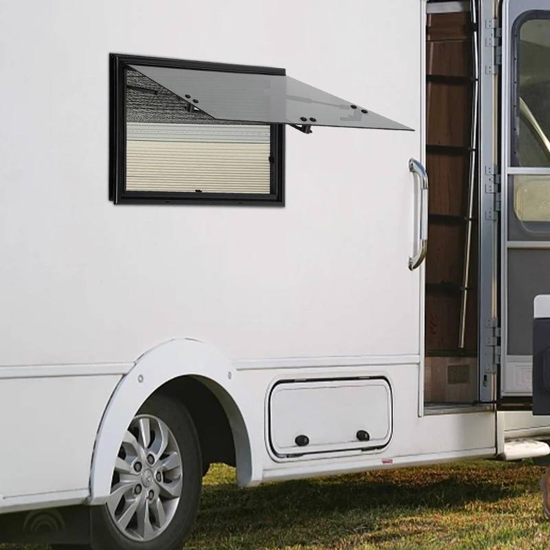 GCIUEMMH RV-Ausstellfenster mit Integriertem Rollo und Fliegengitter - Caravan Seitenfenste RV-Wohnmobilfenster Seitenfenster Push Fenster 85° Lüftungsfenster Winkel Einstellbar für Camper (700x450mm) von GCIUEMMH