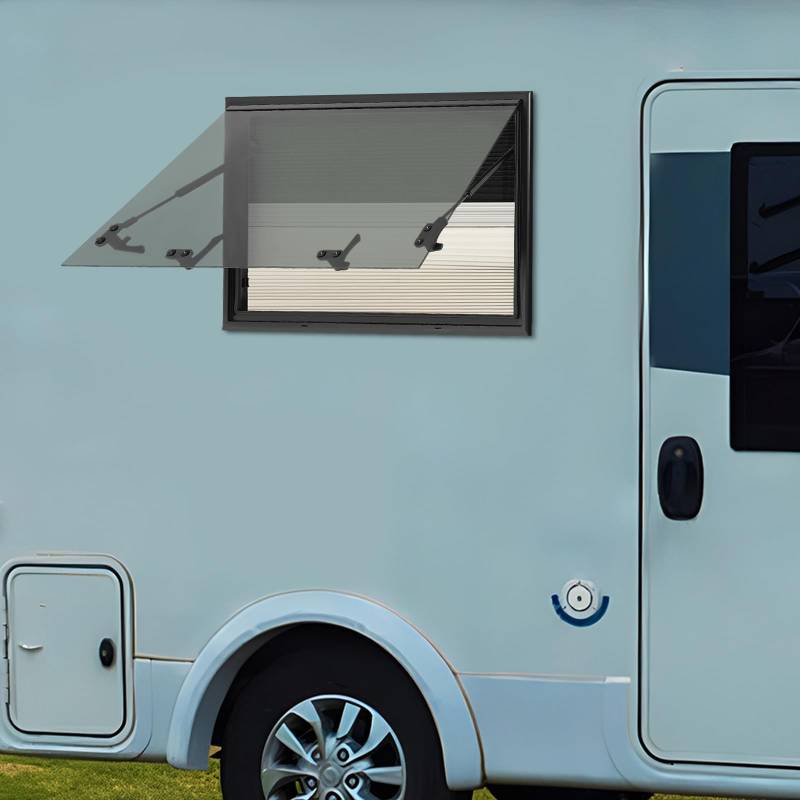 GCIUEMMH RV-Ausstellfenster mit Integriertem Rollo und Fliegengitter - Caravan Seitenfenste RV-Wohnmobilfenster Seitenfenster Push Fenster 85° Lüftungsfenster Winkel Einstellbar für Camper (800x500mm) von GCIUEMMH