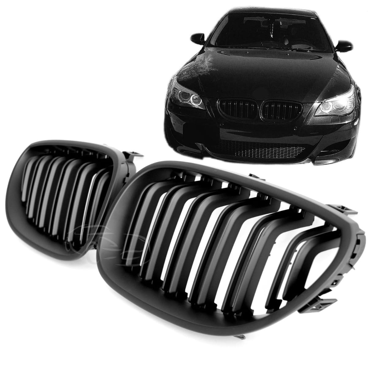 GCP PASST FÜR 5ER E60 E61 SPORT KÜHLERGRILL DOPPELSTEG GRILL MATT SCHWARZ von GCP