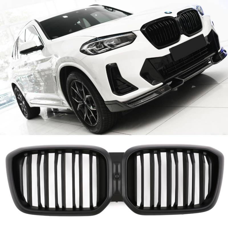 GCP PASST FÜR BMW X3 X4 G01 G02 LCI SPORT KÜHLERGRILL DOPPELSTEG GRILL MATT SCHWARZ von GCP