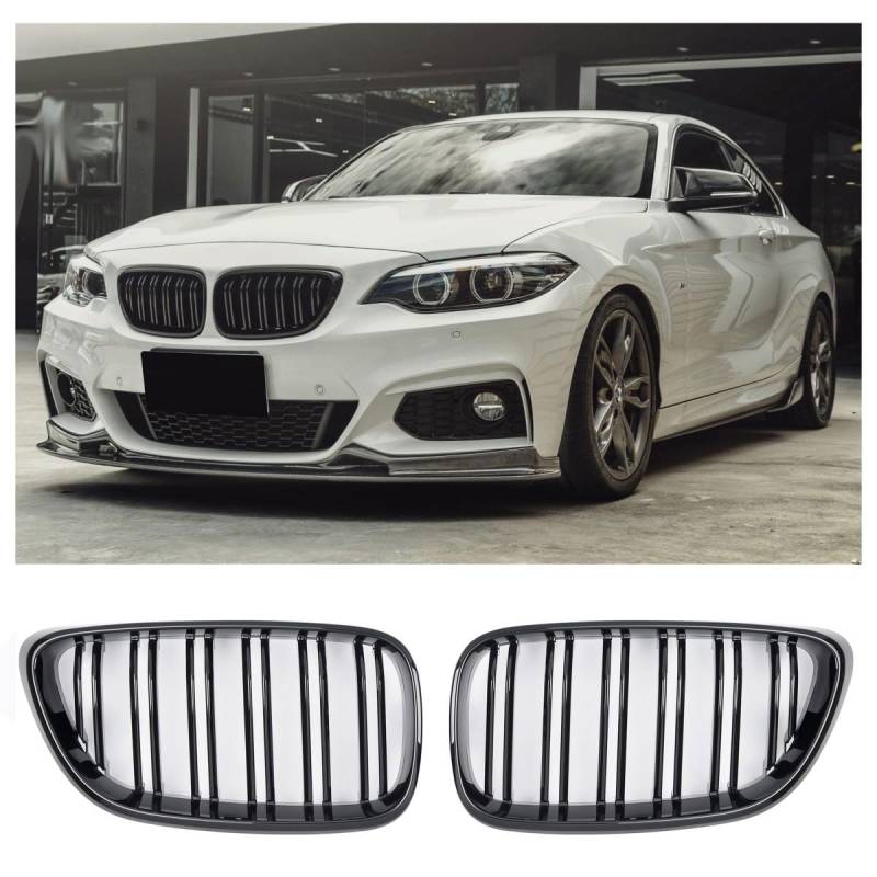 GCP PASST FÜR 2ER F22 F23 F87 SPORT KÜHLERGRILL DOPPELSTEG GRILL GLANZ SCHWARZ von GCP