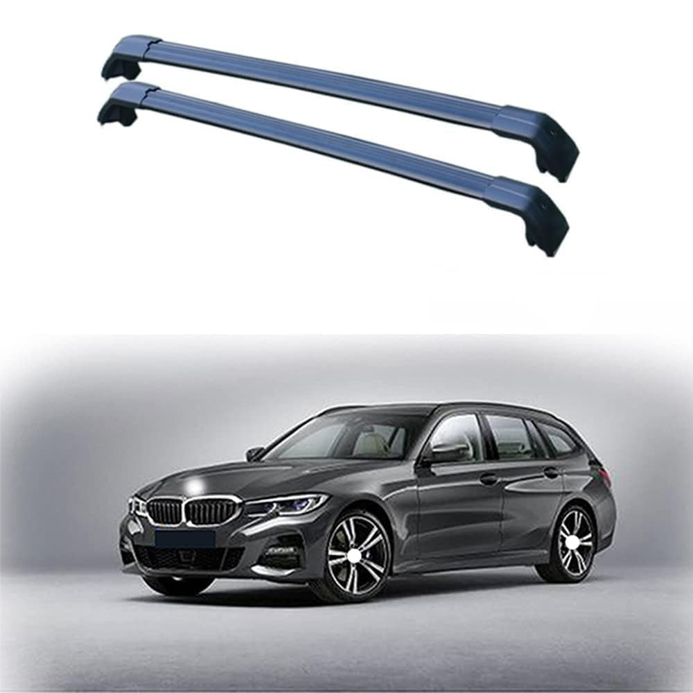 2 Stück Aluminium Dachträger Relingträger für BMW 3-Series Touring 5-dr Estate 2020 2021+ G21,Dachgepäckträger- Alu Relingträger,für Fahrradträger, Dachboxen Oder Als Skihalter,B von GCTRICL