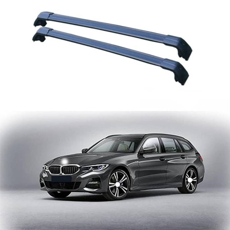 2 Stück Aluminium Dachträger Relingträger für BMW 3-Series Touring 5-dr Estate 2020 2021+ G21,Dachgepäckträger- Alu Relingträger,für Fahrradträger, Dachboxen Oder Als Skihalter,B von GCTRICL