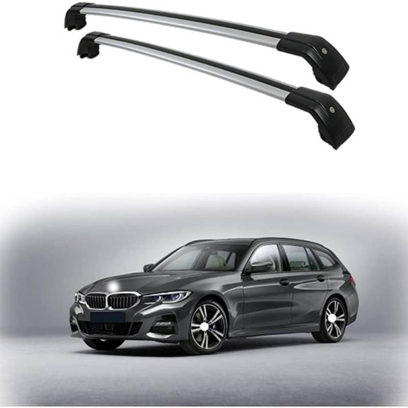 2 Stück Aluminium Dachträger Relingträger für BMW 3-Series Touring 5-dr Estate 2020 2021+ G21,Dachgepäckträger- Alu Relingträger,für Fahrradträger, Dachboxen Oder Als Skihalter,C von GCTRICL