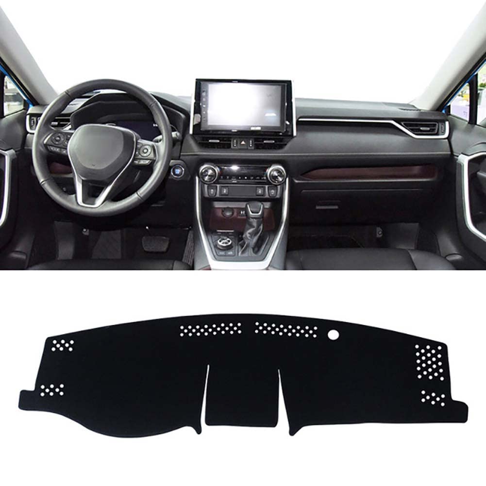 GCcv Auto Armaturenbrett Abdeckung Abdeckmatte für Toyota RAV4 XA50 2019 2020 2021 2022 2023 Hybrid Anti-Rutsch Armaturenbrett Matten Pad Sonnenschutz Interior Zubehör,Black Edge-Flannel von GCcv