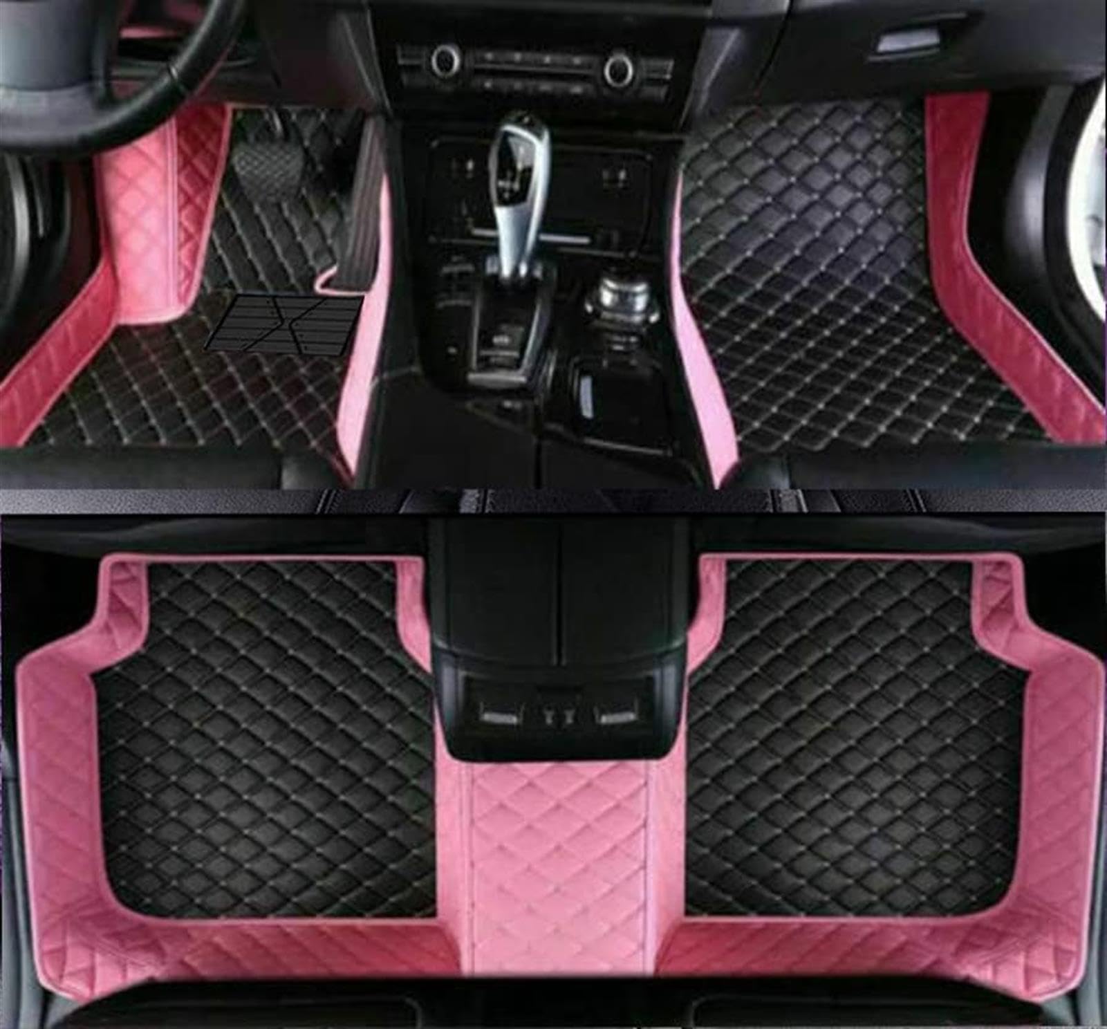 GDDUOYUE Nach Maß Auto FußMatten für BMW 1er 2er 3er 4er 5er 6er 7er 8er 2002-2022 Rutschfest und VerschleißFest,Pink+black von GDDUOYUE