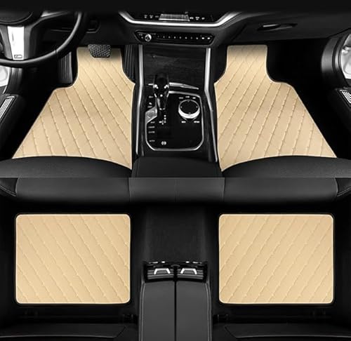 GDGFBYEH Auto Fußmatten Teppich Leder Auto Bodenmatte Teppiche Auto-Schützen Zubehör Für Toyota BZ4X 2022-2024, Auto Fußraummatten,A/Beige von GDGFBYEH